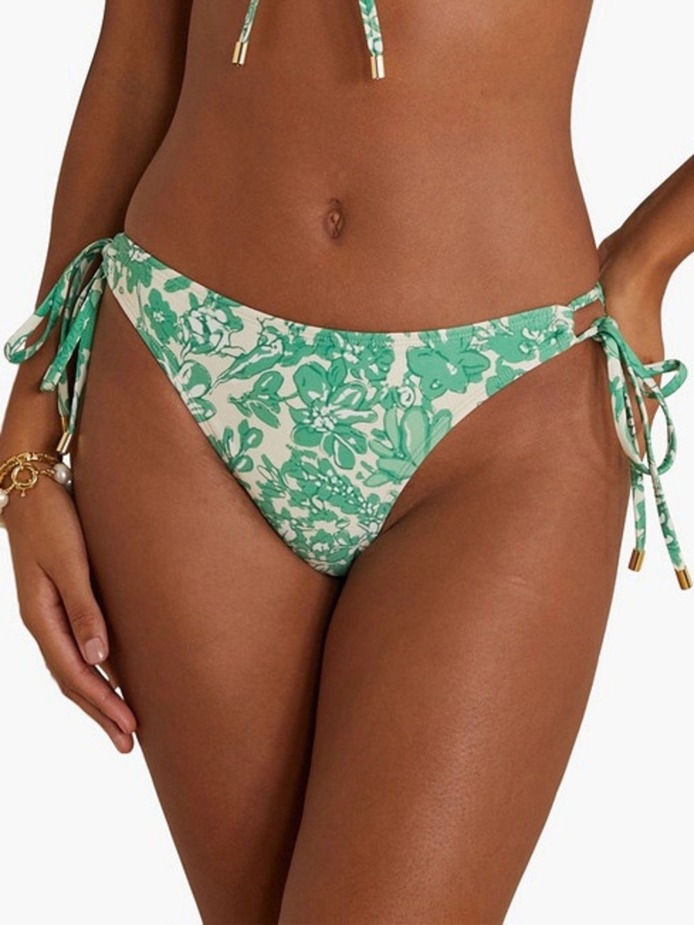 NWT Peony Swimwear ‘Floral-Print Tie-Side Low-Rise Bikini Briefs’ in “Clover” XS